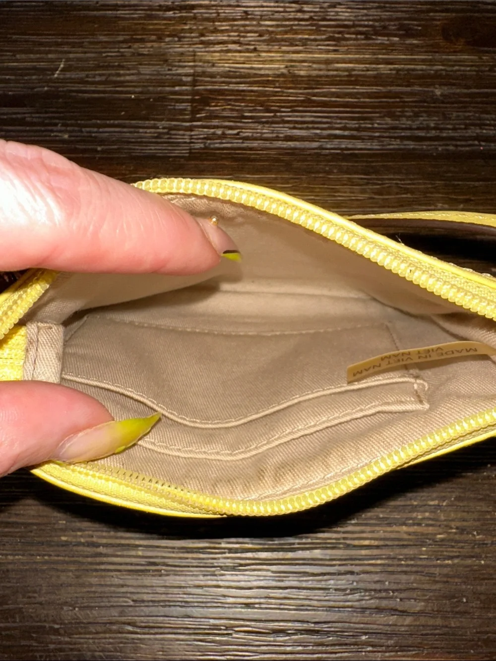 Coach Lemon Yellow Leather Wristlet Clutch